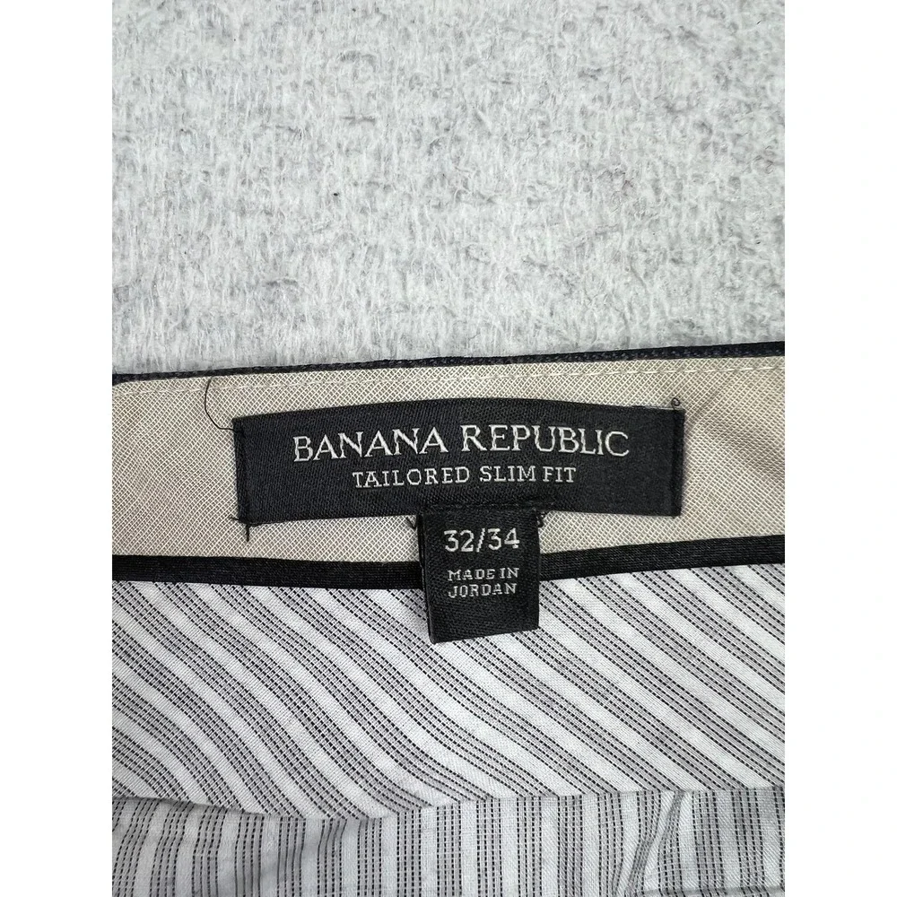 Banana Republic Dress Pants Mens 32x34 (Fits 34x32) Navy Wool Tailored Slim‎ Fit